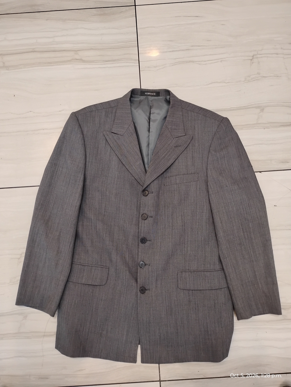 Versace Men's Gray Pinstripe Blazer